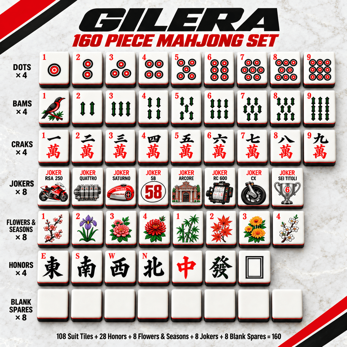 Premium GLR Mahjong Tiles Set TTMH