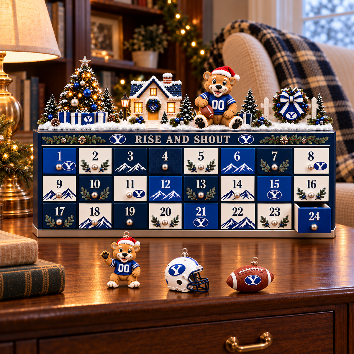 Premium BYU Christmas Wooden Advent Calendar PVNA