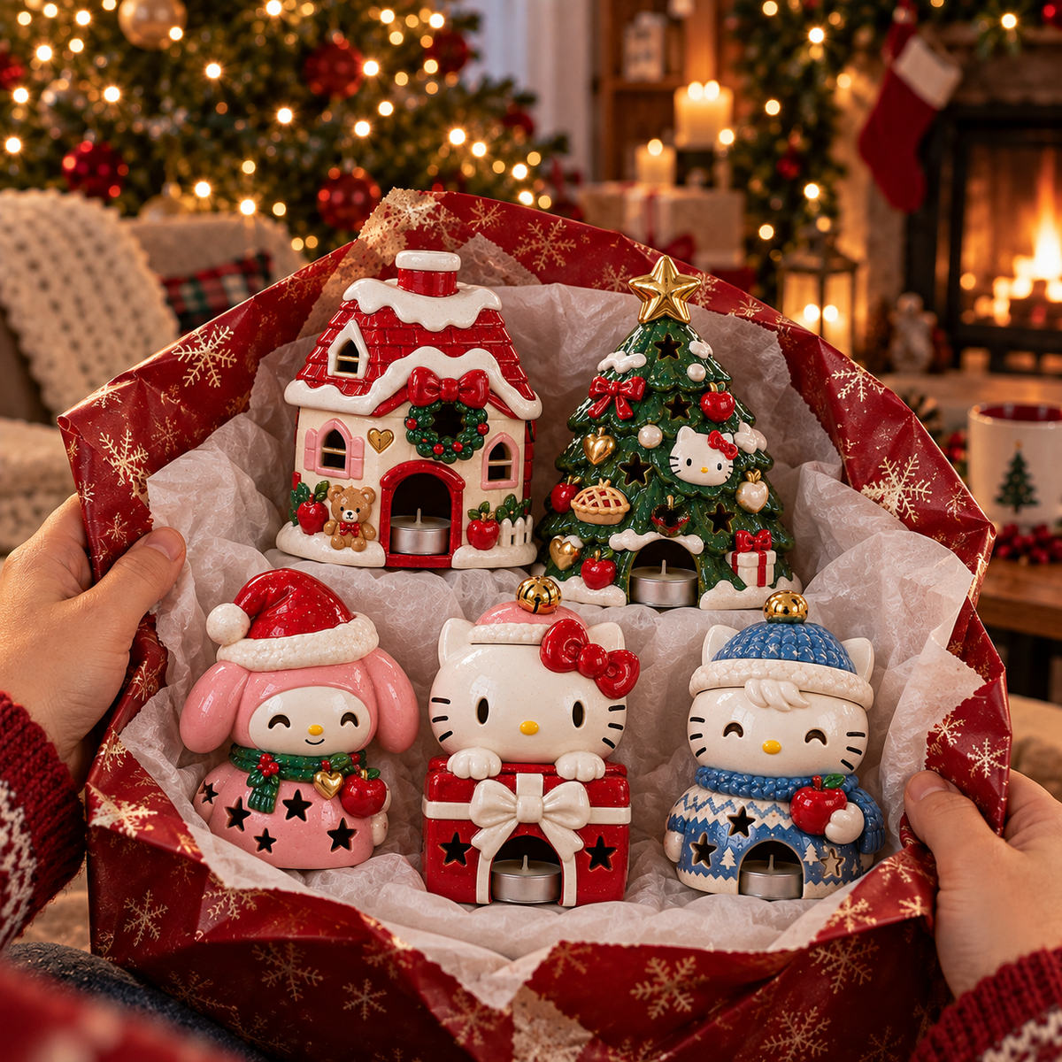 HLKT CHRISTMAS CERAMIC CANDLE HOLDER HQH