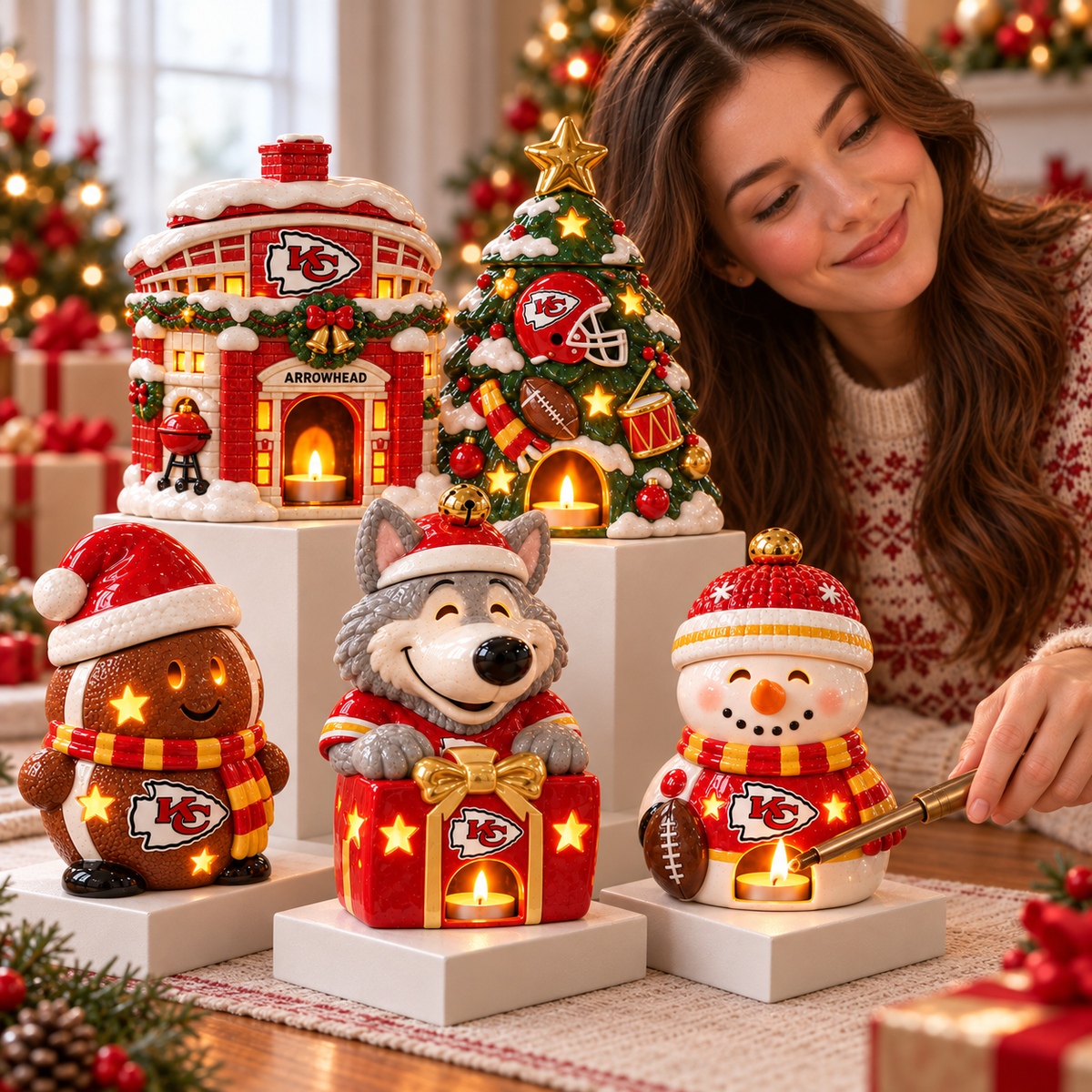 KCC CHRISTMAS CERAMIC CANDLE HOLDER HQH