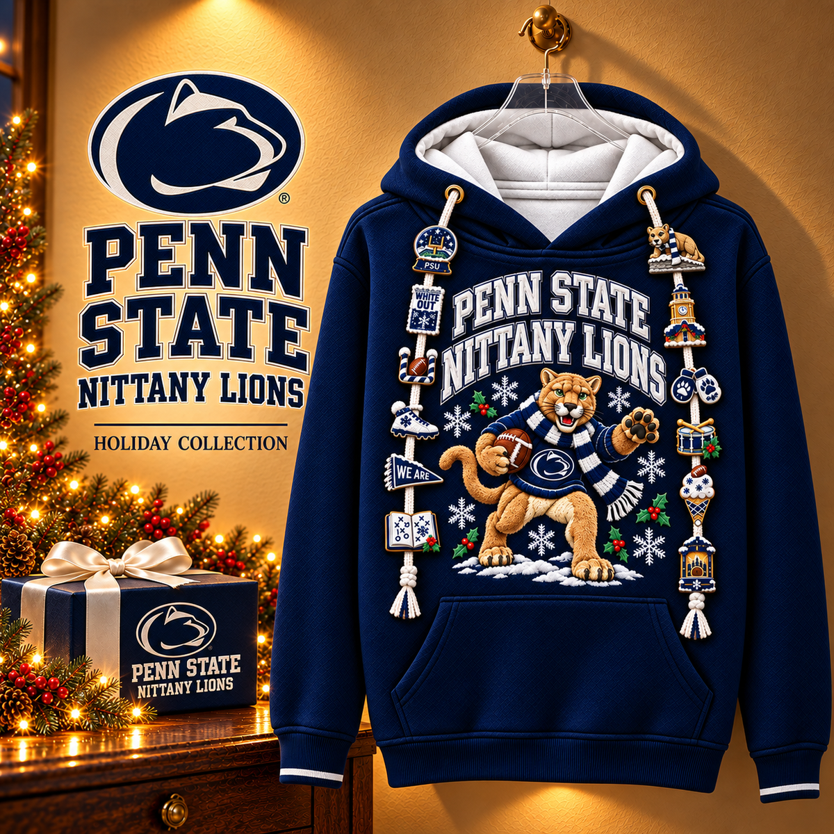 Premium PSNL Christmas Embroidered Charm Hoodie PVNA