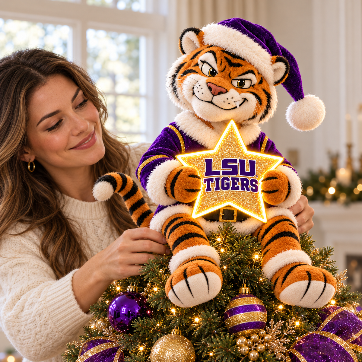 LSU ILLUMINATED CHRISTMAS TREE TOPPER HQH