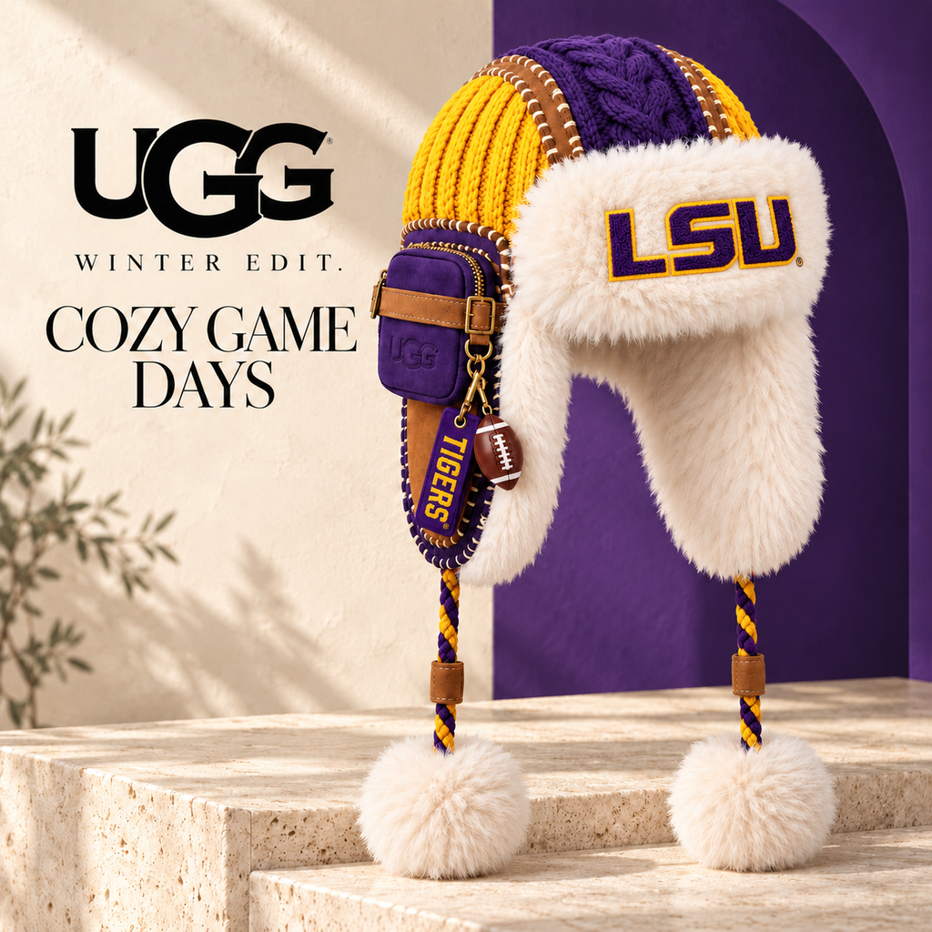 LSU Plush Knit Trapper Hat DNBN