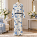 Premium UNC Women's Printed Button-Up Pajama Set HTTT
