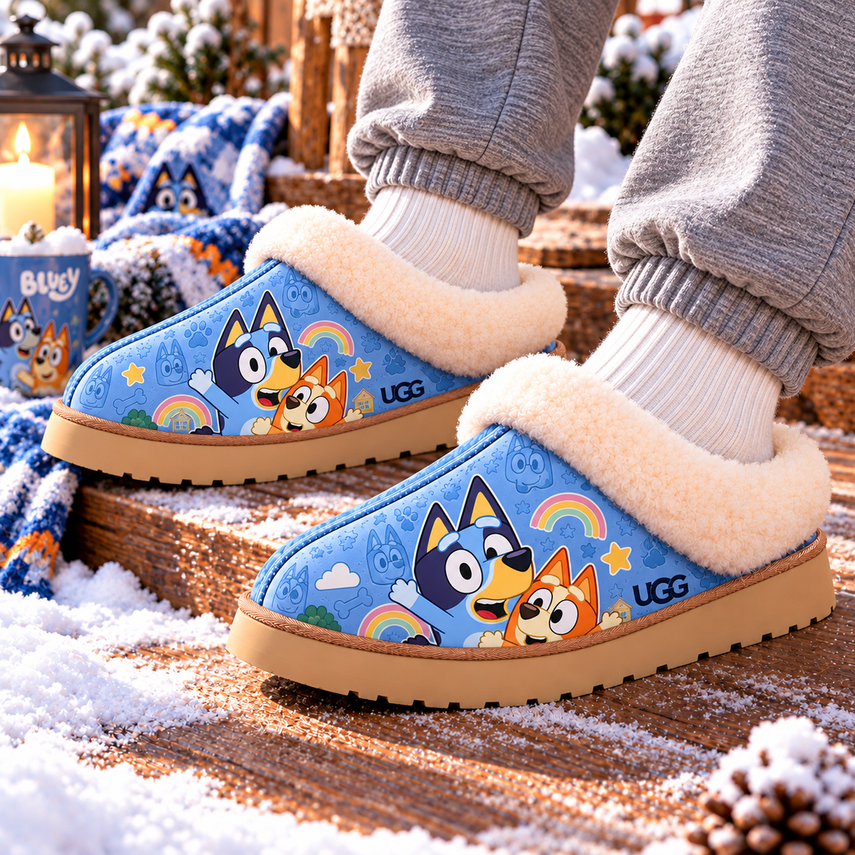 Premium BLU Fur Lined Slippers PDL