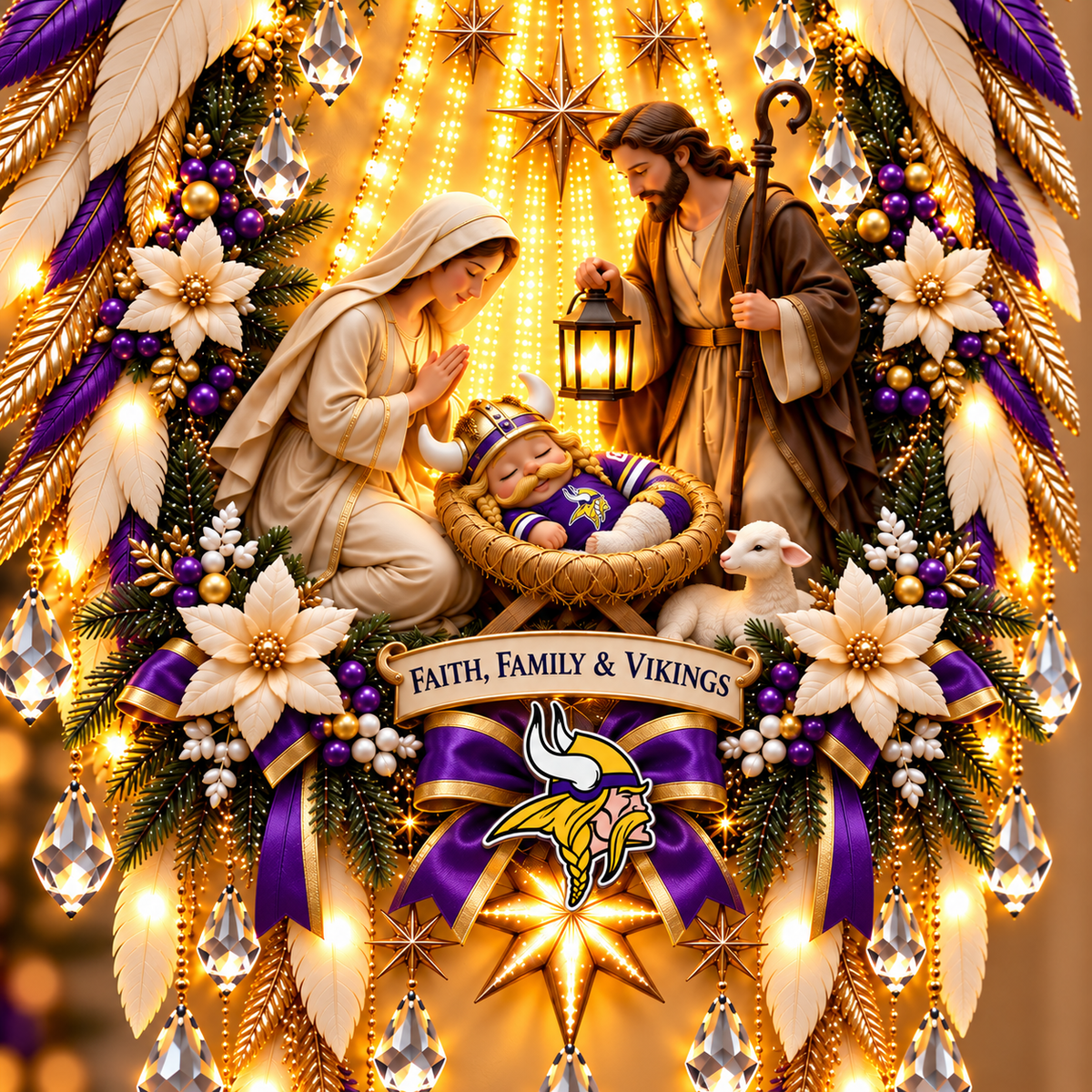MNVK Illuminated Christmas Nativity Angel Wings PNPA