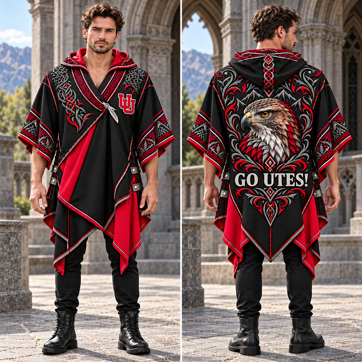 UTUT Gothic Viking Hooded Poncho PNPA