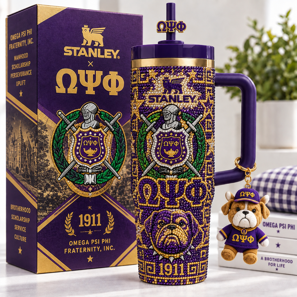 Omega Psi Phi 40oz Tumbler With Handle TTNL